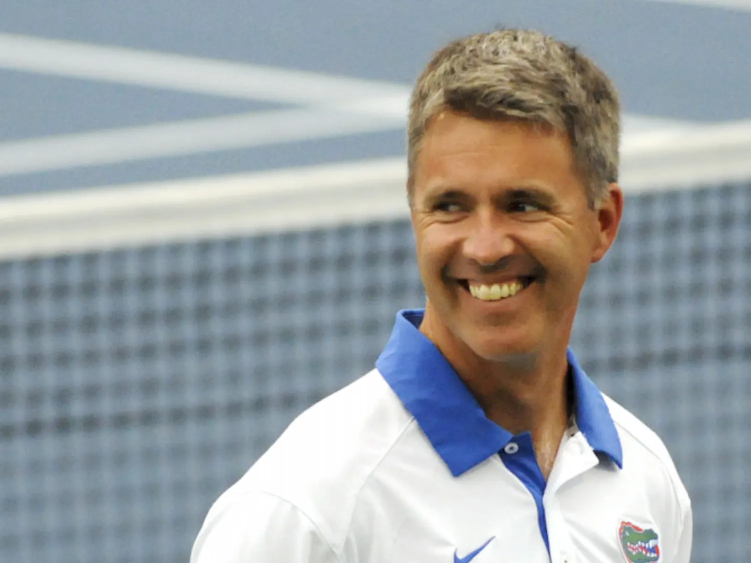 UF women’s tennis coach Roland Thornqvist smiles during introductions prior to Florida’s win over USF on Jan. 27, 2016, at the Ring Tennis Complex.