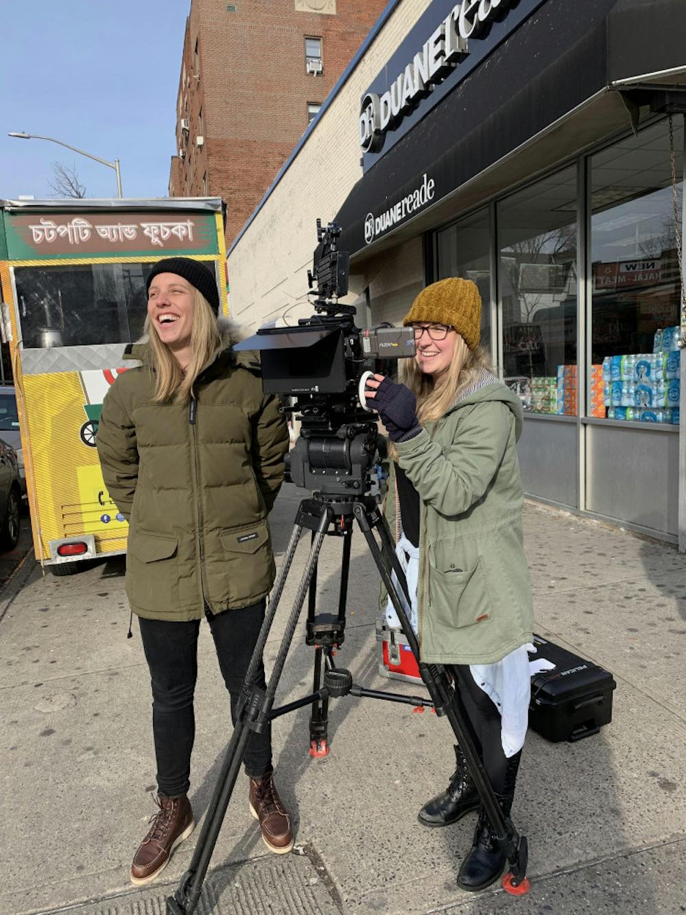 <p>Chloe Weaver (left) and Amanda Deery (right) on the set of “American.ish”. The livestream with Weaver marks the first in the College of Journalism and Communication’s new series, “Great Storytellers: Women and the Art of Film."</p>