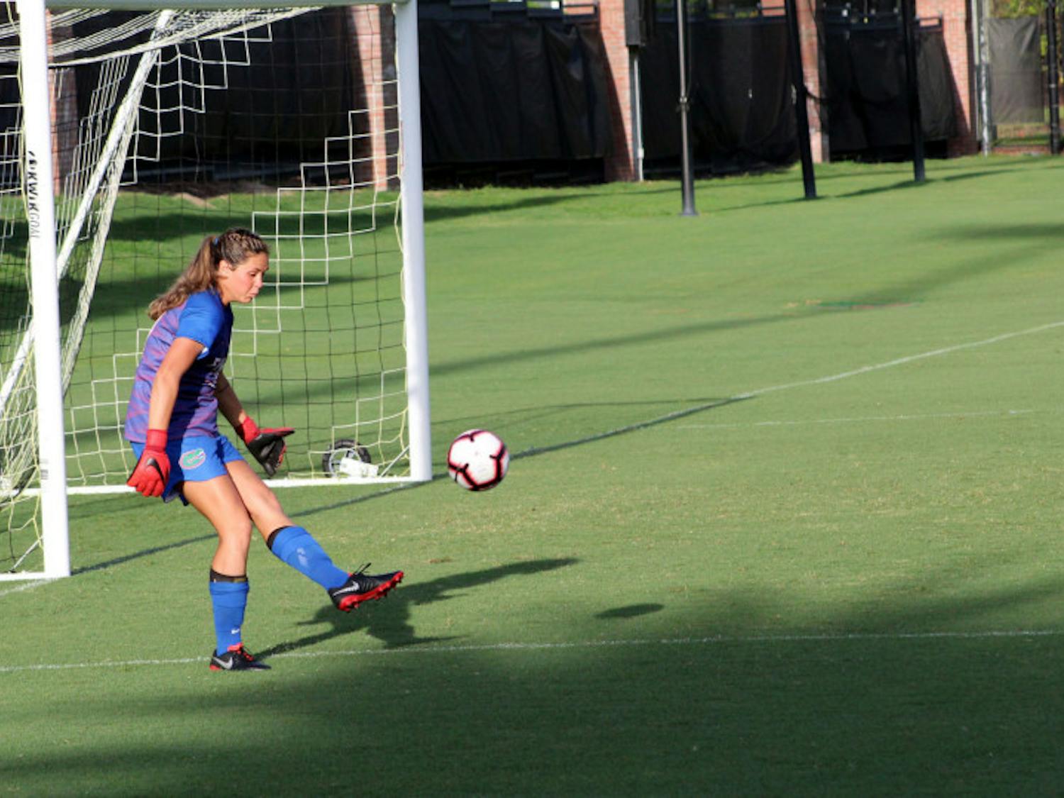 Florida goalkeeper Kaylan Marckese conceded three goals in UF's loss to Southern California Sunday. Marckese hasn't gotten much help from the offense, which has failed to score in four-straight games.&nbsp;