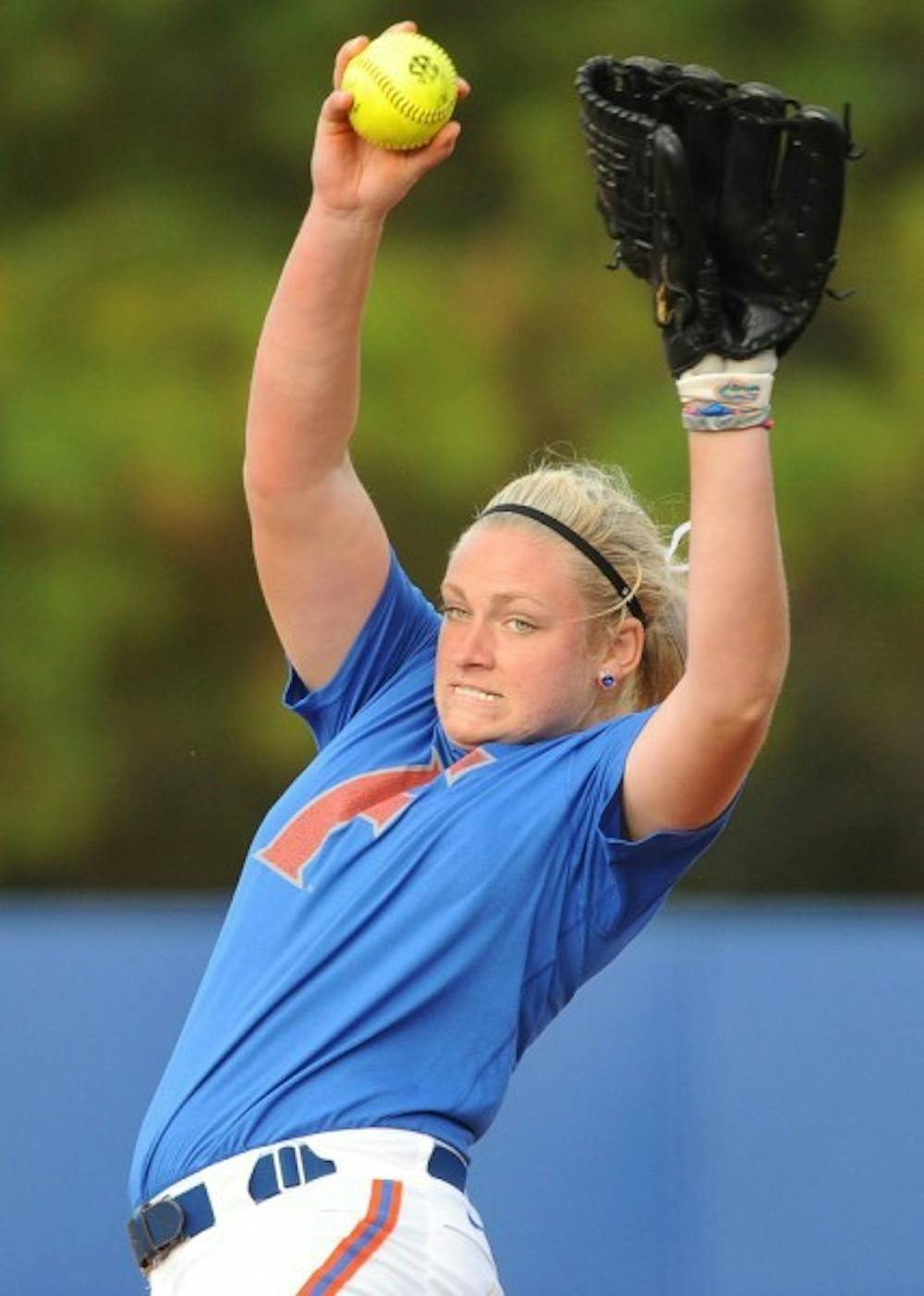 <p>Sophomore Alyssa Bache threw a complete game shutout against Savannah State on Saturday.&nbsp;</p>