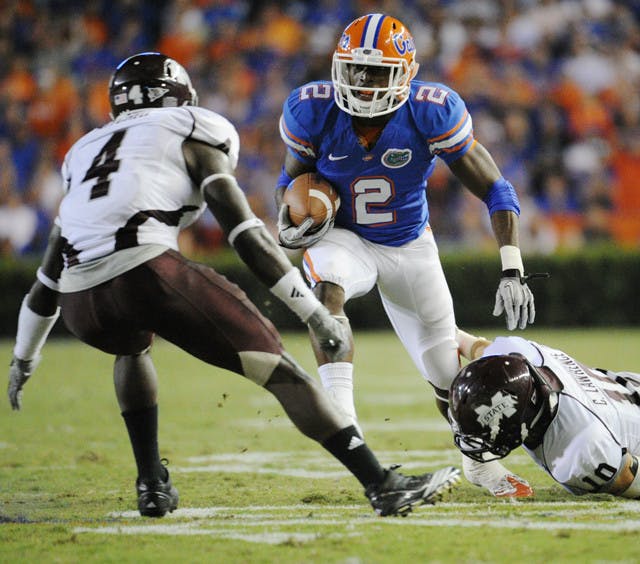 Florida offensive
coordinator Charlie Weis said Tuesday that running backs Jeff Demps
(pictured) and Chris Rainey are two of the fastest players he has
coached throughout his 32-year career.