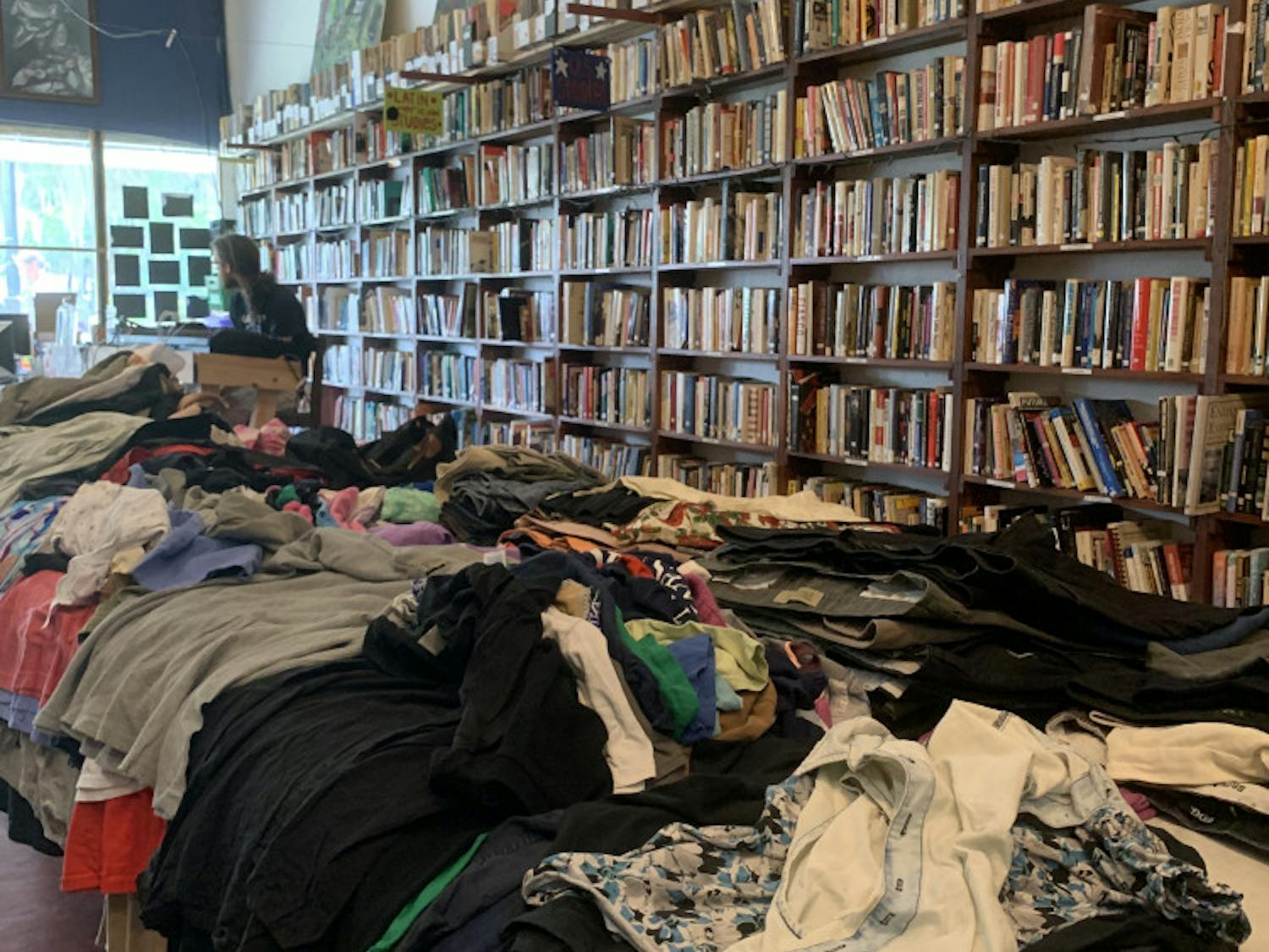 Free Store attendees can either donate or come and claim clothes for free.