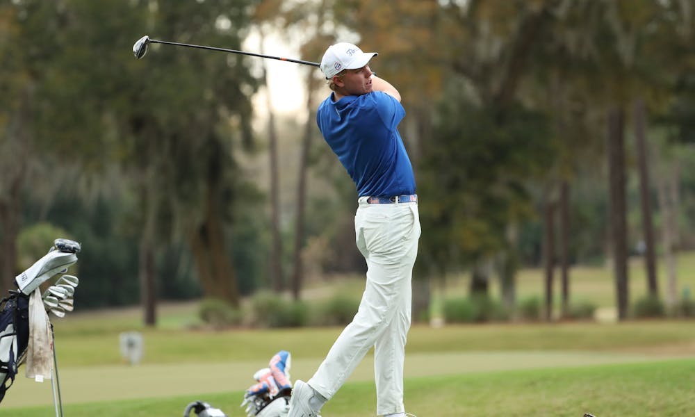 Florida senior men’s golfer Ian Gilligan looks down a shot during his historic performance for UF at the Gators Invitational Feb. 16.
