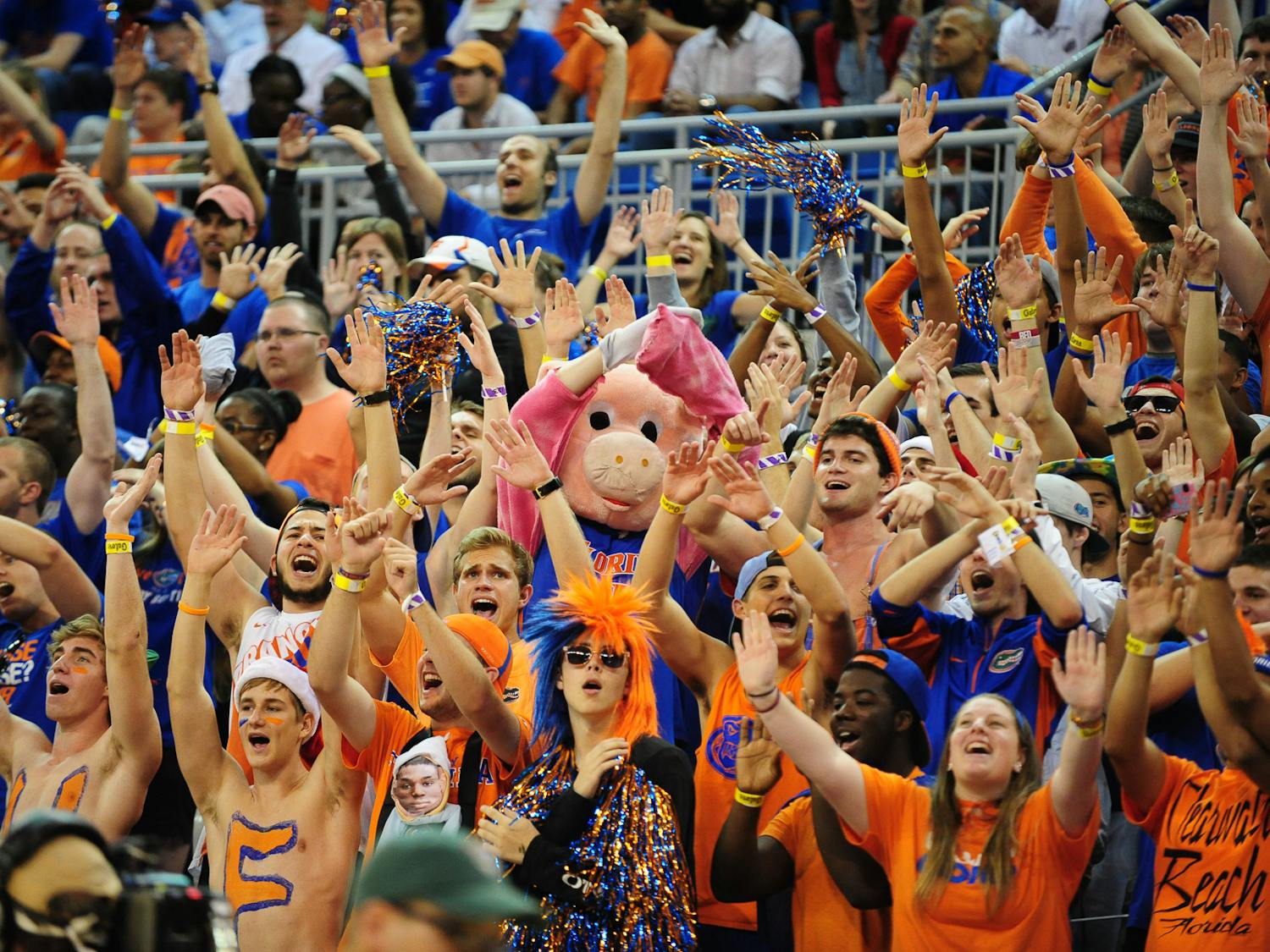 Gators fans cheer during No. 19 Florida's 67-61 win against No. 13 Kansas on Dec. 10 in the O'Connell Center.