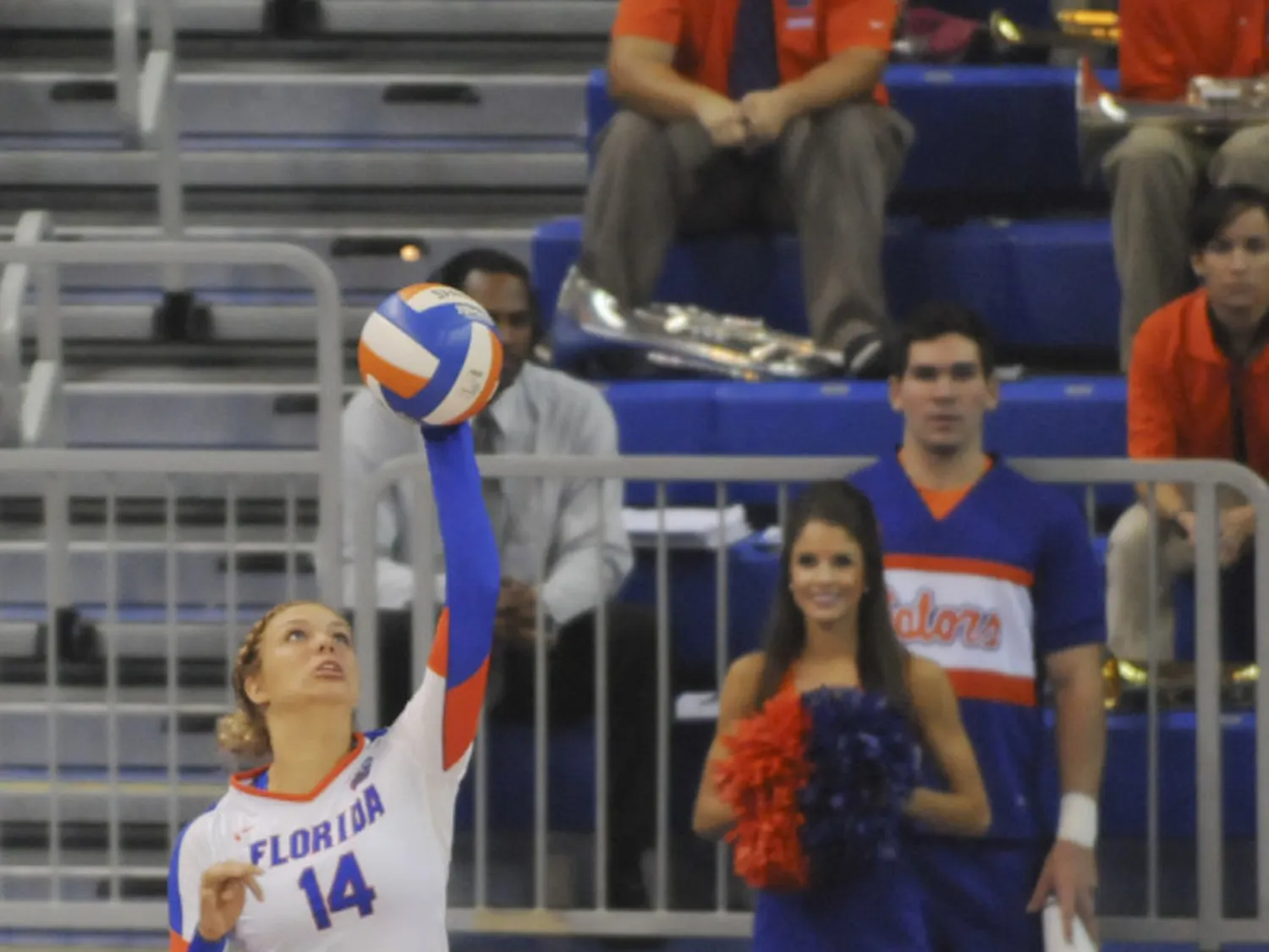 UF setter Abby Detering serves during Florida's 3-0 win against Auburn on Oct. 11, 2015, in the O'Connell Center.