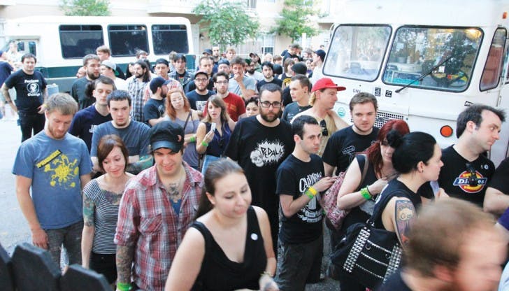 Fest patrons stand in a sold-out line for an event at High Dive, 210 SW Second Ave., on Thursday evening. Fest begins on Friday and will take place at the following venues: The Florida Theater of Gainesville, 8 Seconds, High Dive, The Atlantic, 1982, Loosey’s, CMC, The Lunchbox, Durty Nelly’s Pub, The Laboratory, Rockey’s Piano Bar, The New Top Spot and Boca Fiesta/Palomino.