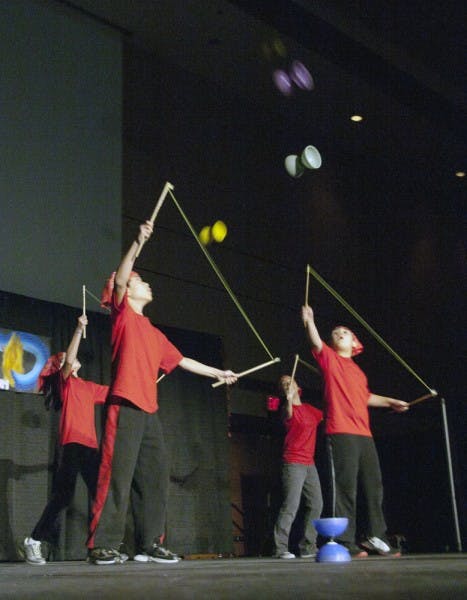 Members of the Gainesville Chinese School perform the Chinese yo-yo Saturday evening at the Chinese American Student Association's Chinese New Year show, "Awaken the Dragon."