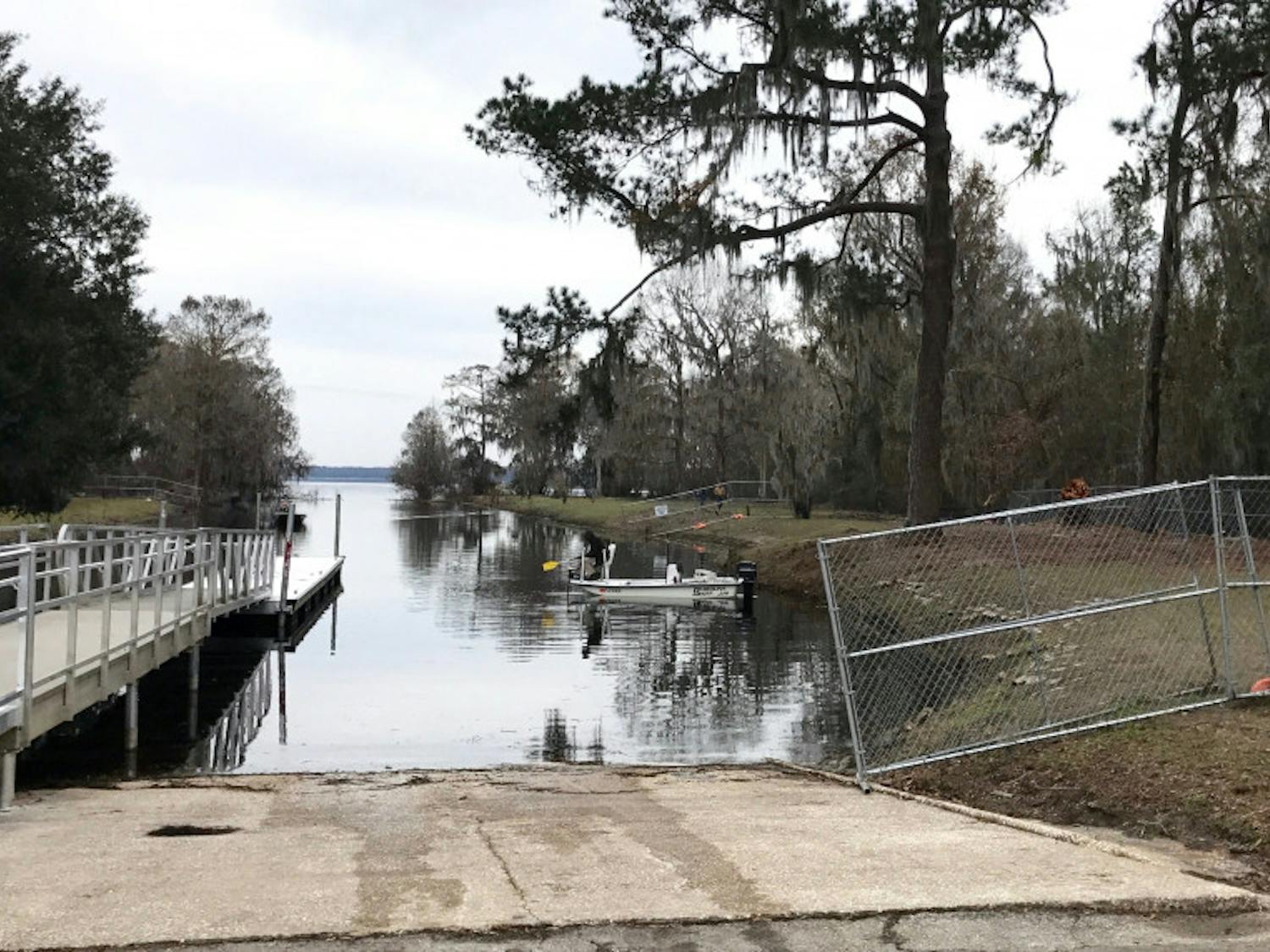 Earl P. Powers Park on Newnans Lake experienced severe flooding from Hurricane Irma, damaging the boat ramp and fishing pier.