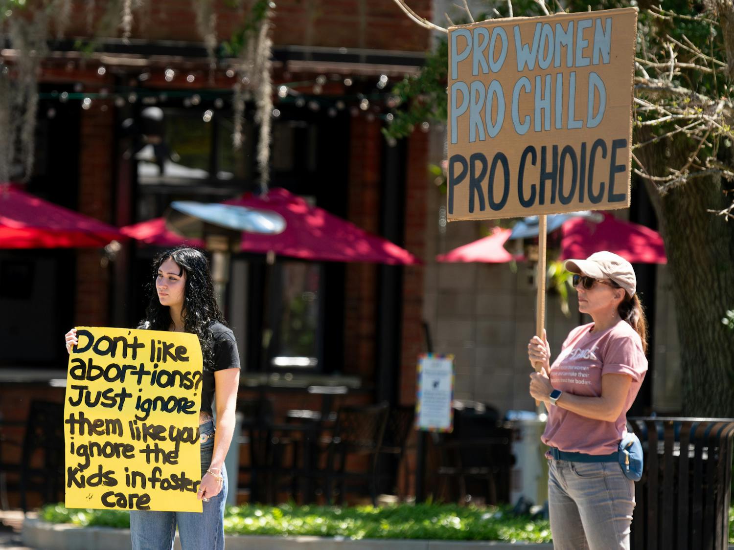 Activists in support of abortion rights pictured across from Gainesville City Hall on Saturday, April 6, 2024.