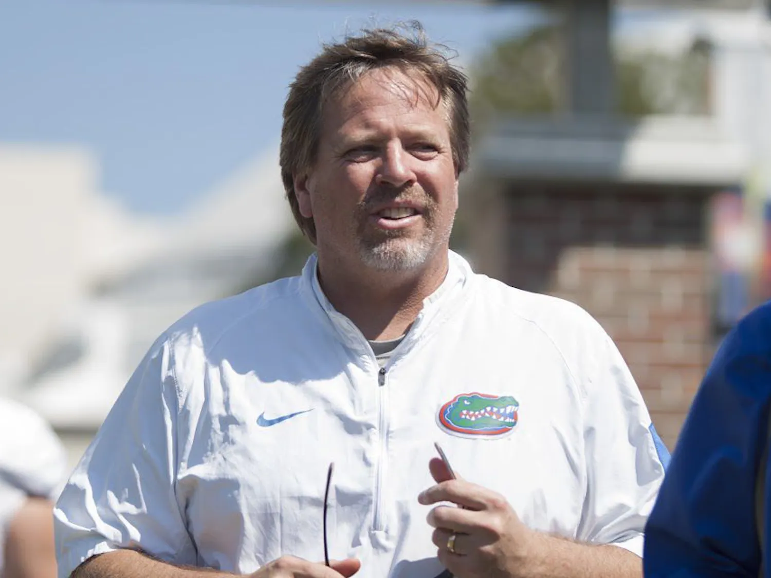 Florida head coach Jim McElwain looks on during a spring practice at the Sanders Practice Field on March 22, 2017. 