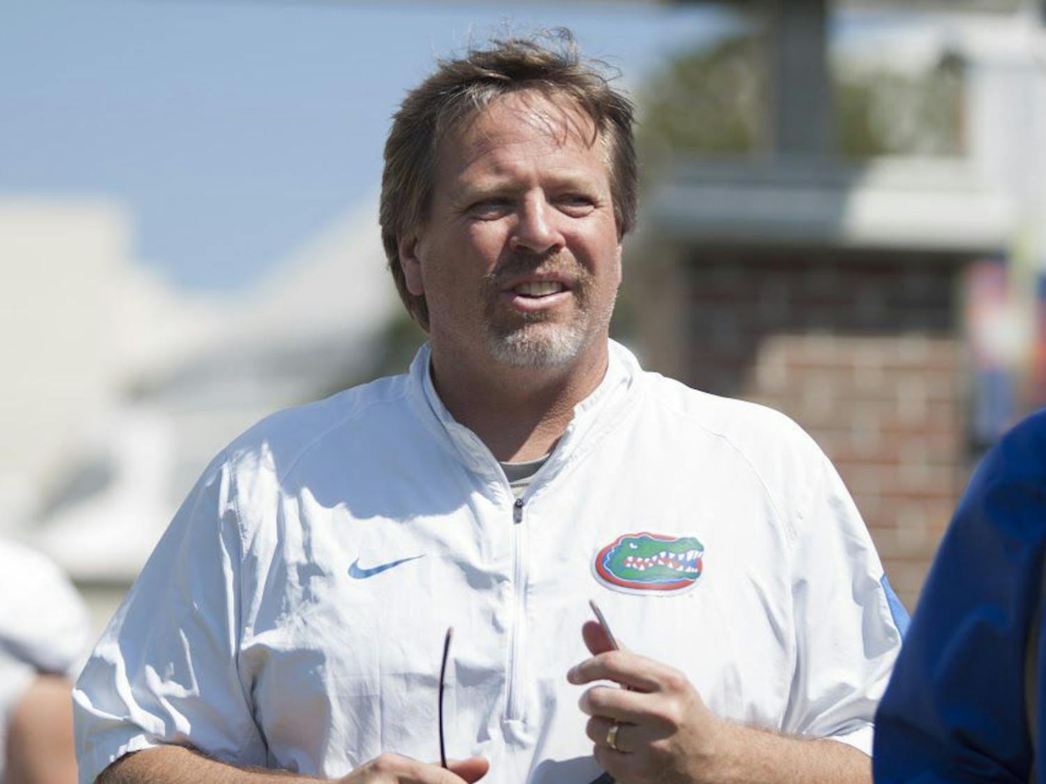 Florida head coach Jim McElwain looks on during a spring practice at the Sanders Practice Field on March 22, 2017.&nbsp;