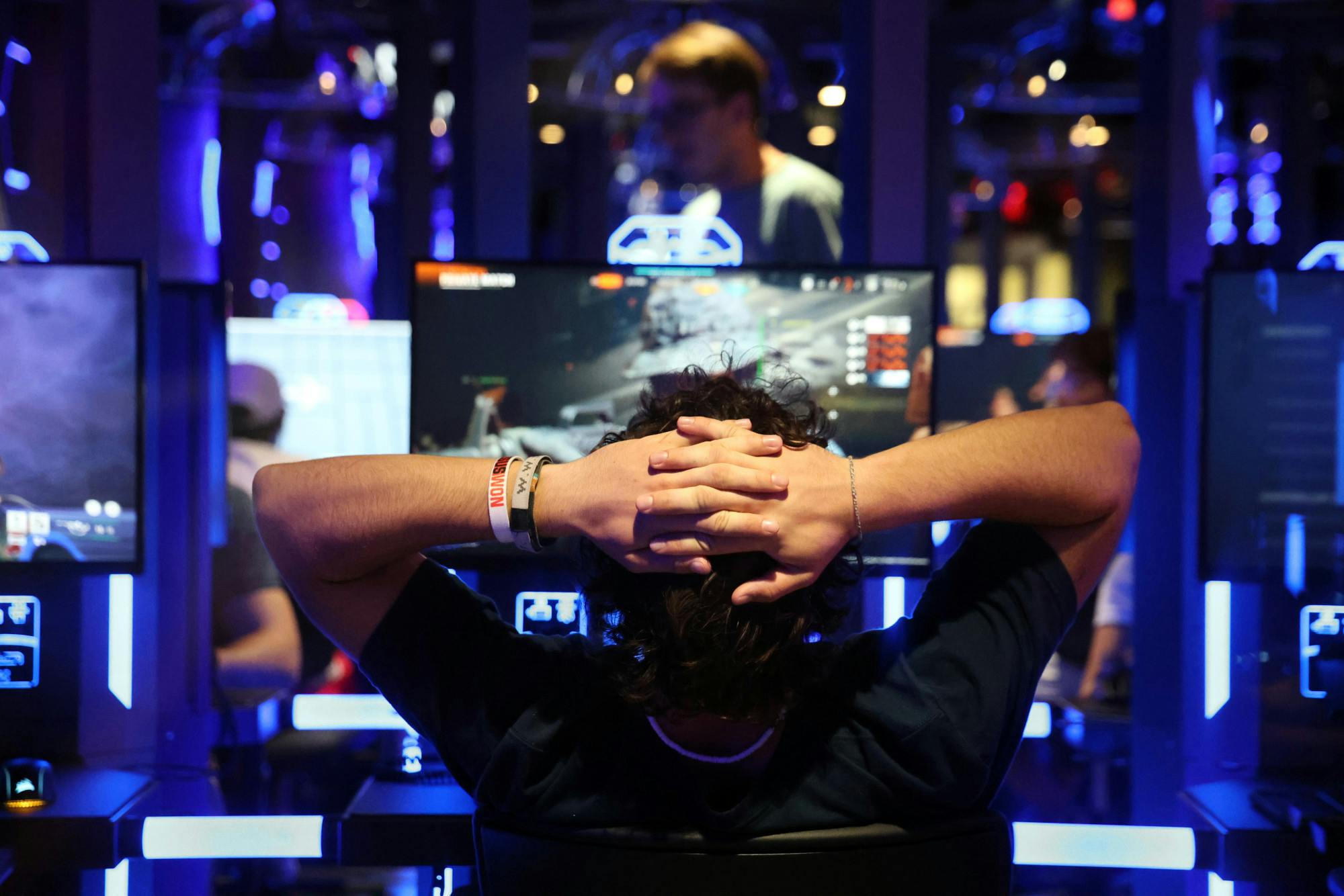A student takes a break from his game of "Call of Duty" in the new Gator Esports Center in the Reitz Union on Friday, Sept. 5, 2025. 