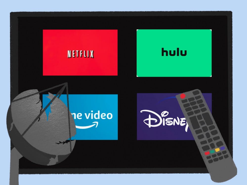 Graphic of streaming services and satellite.