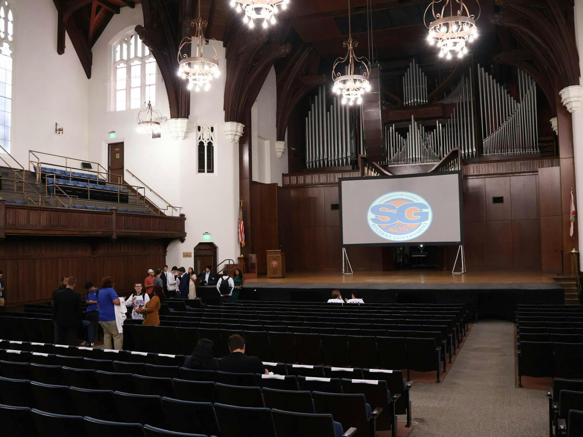 Students at the University of Florida Student Government’s State of the Campus Address at University Auditorium in Gainesville, Florida on Tuesday, October 28th, 2025.