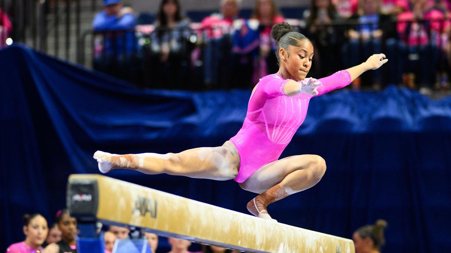 Florida gymnast Skye Blakely performs on the beam during an NCAA gymnastics meet against Oklahoma, Friday, Feb. 13, 2026, in Gainesville, Fla.