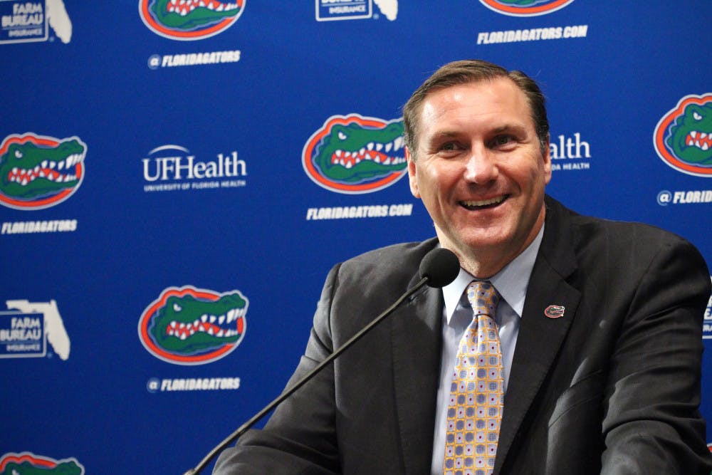 <p>After being announced as Florida's head coach on Sunday, Dan Mullen gave his first news conference on Monday in the Gator Room inside of The Swamp. </p>