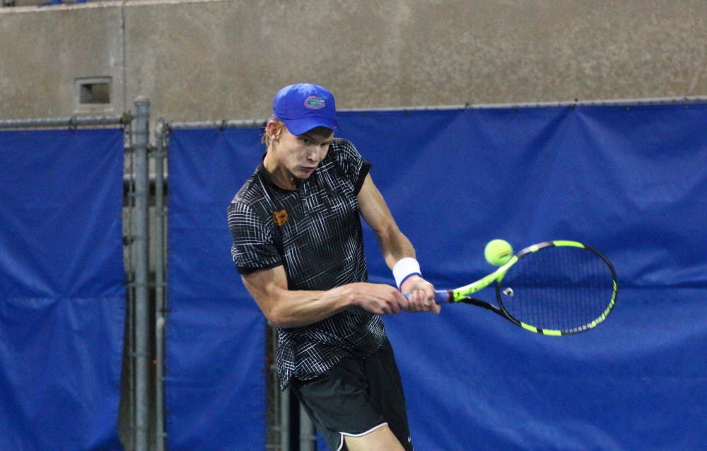 <p>The Gators men's tennis team avenged its SEC Tournament loss and advanced to the NCAA Tournament quarterfinals by defeating Tennessee on Saturday.</p>