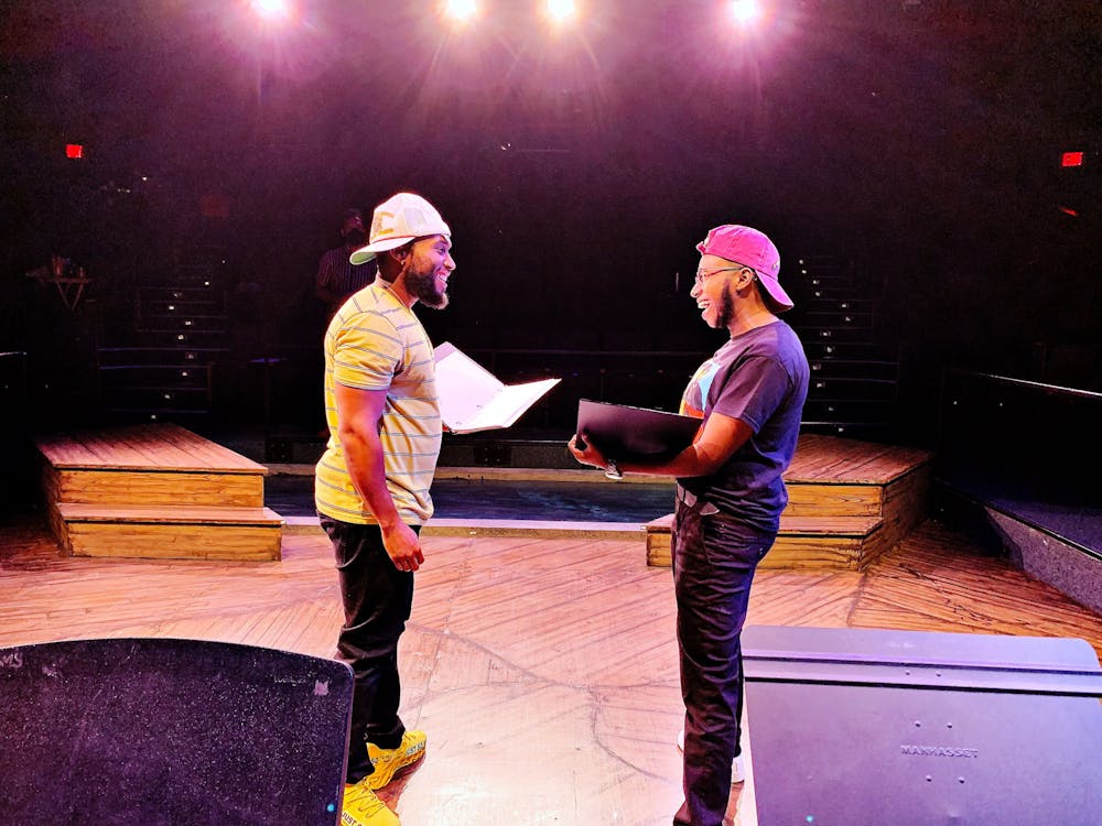 <p>Teroy Roberts and Jay Nixon in the performance &quot;Terrence.&quot; (Courtesy of Michelle Bellaver)</p>