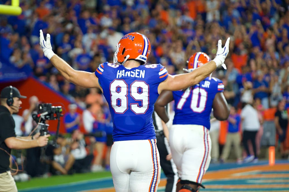 <p>Florida Gators tight end Hayden Hansen (89) during the UCF V. UF game at the Steve Spurrier-Florida Field at Ben Hill Griffin Stadium on Oct. 5, 2024.</p>