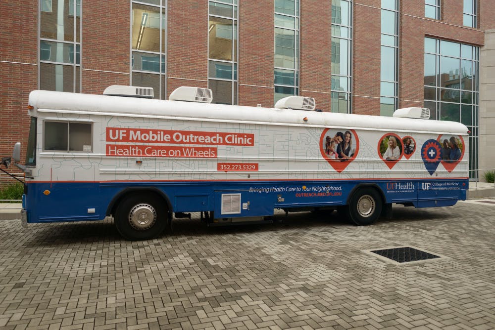 The Mobile Clinic is a large bus containing two exam rooms, a laboratory and a waiting area. 