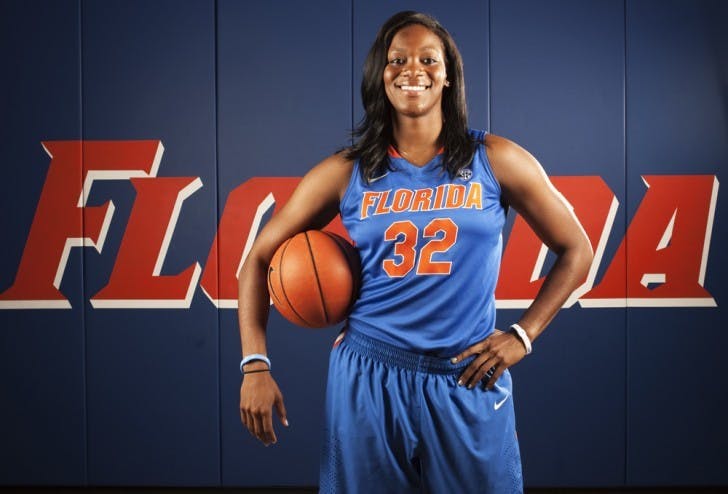 Senior Jennifer George poses for photos during UF Media Day on Oct. 10. George racked up 15 points and nine rebounds in a losing effort against Michigan on Saturday.