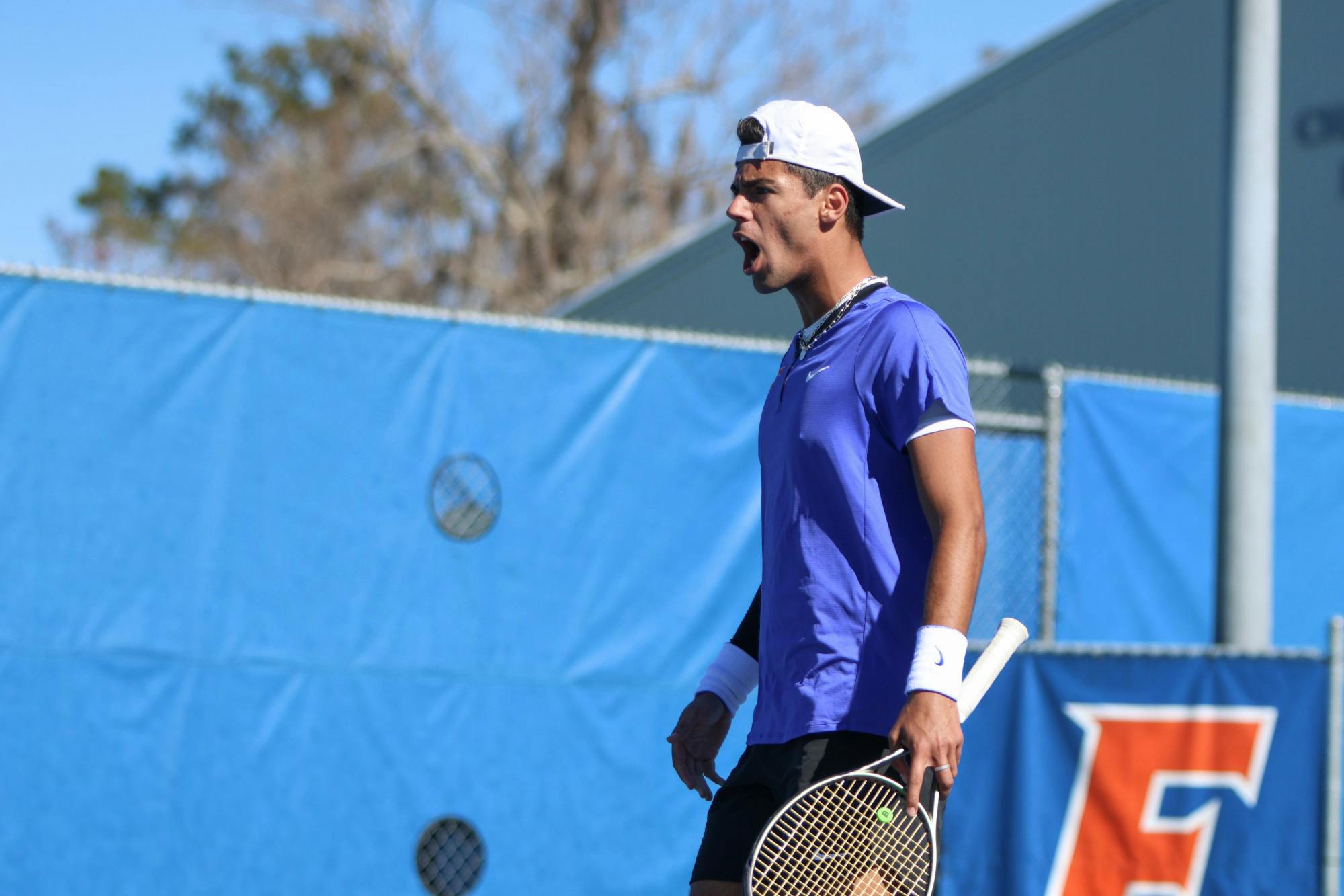 Florida freshman Togan Tokac celebrates during the Gators 5-2 loss to the Texas Longhorns Sunday, Jan. 15, 2023.