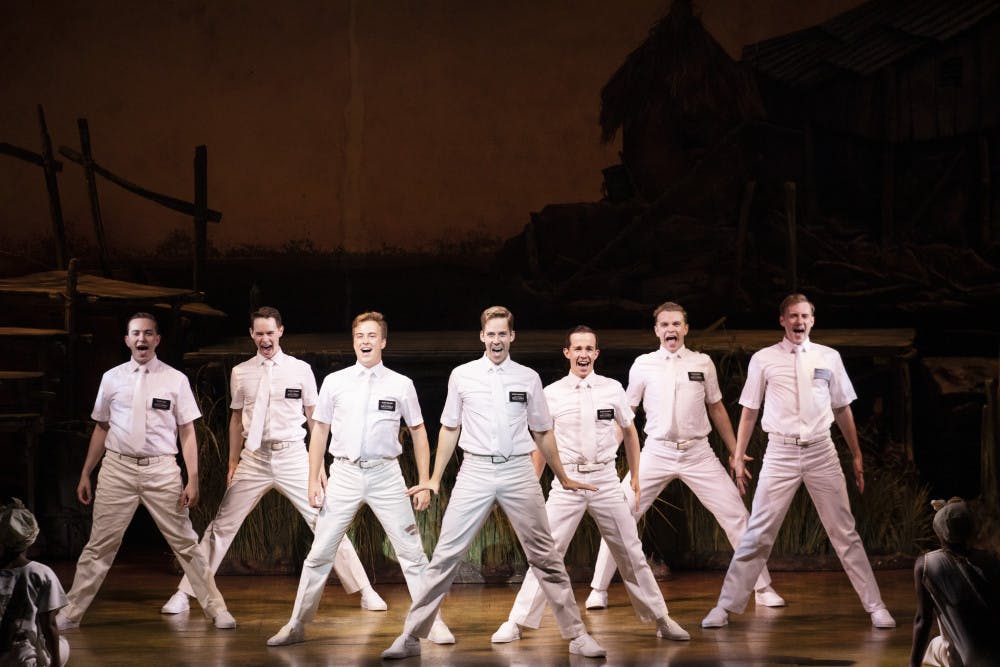 The Mormons perform a musical number during the play. Photo by Julieta Cervantes 