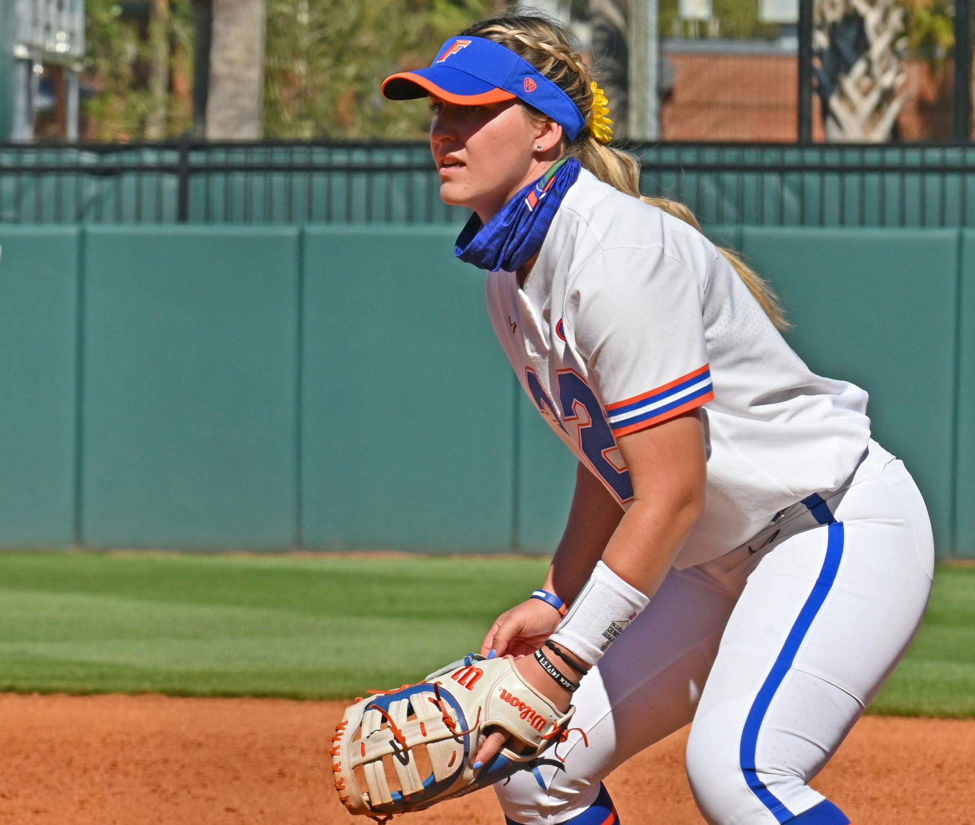 Kendyl Lindaman in the field on Feb 20. Lindaman and the Gators host USF Friday