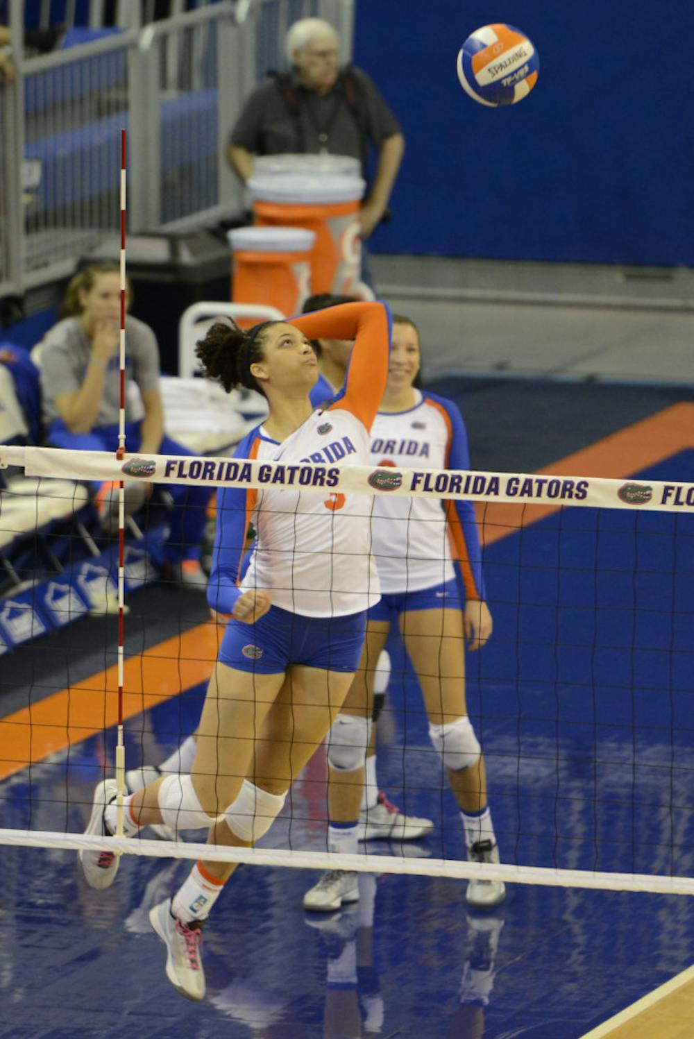 <p class="p1">Alex Holston swings at the ball during Florida's 3-0 win against Tennessee on Oct. 27 in the O'Connell Center.</p>