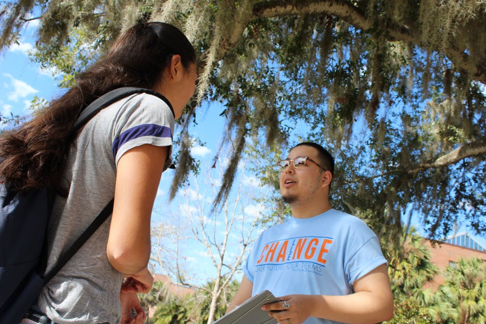 Elise Mills, 18, a first year biology student learns about the Challenge Party platform which includes subsidizing private tutoring and lower the cost of online classes.