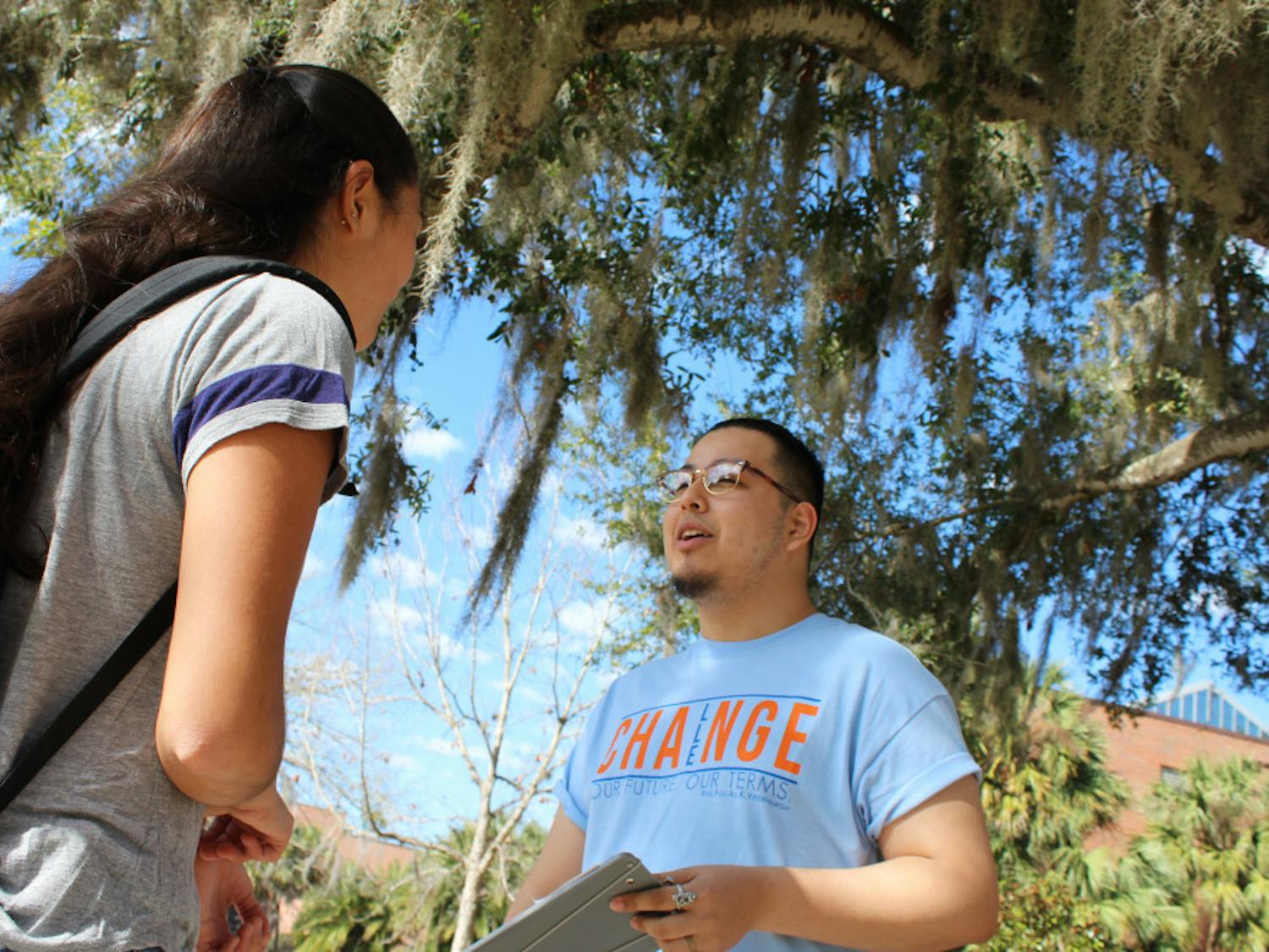 Elise Mills, 18, a first year biology student learns about the Challenge Party platform which includes subsidizing private tutoring and lower the cost of online classes.