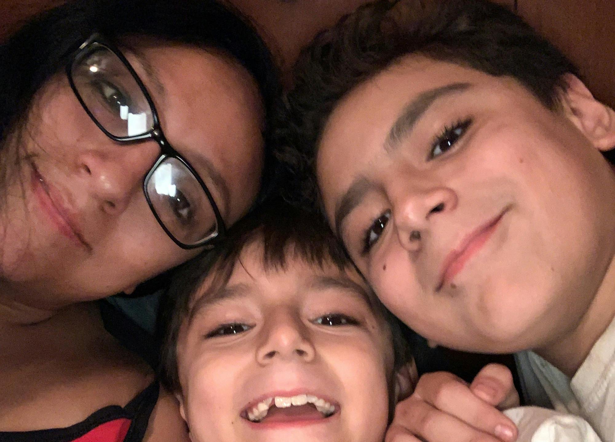 Karen Cravero with her two sons Walter and Lyndon. 