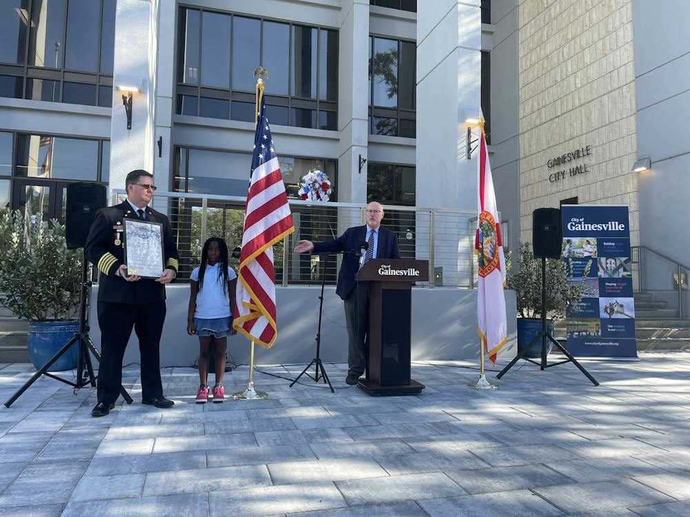 Mayor Harvey Ward recites a proclamation deeming Sept. 11, 2026 as Patriot Day.