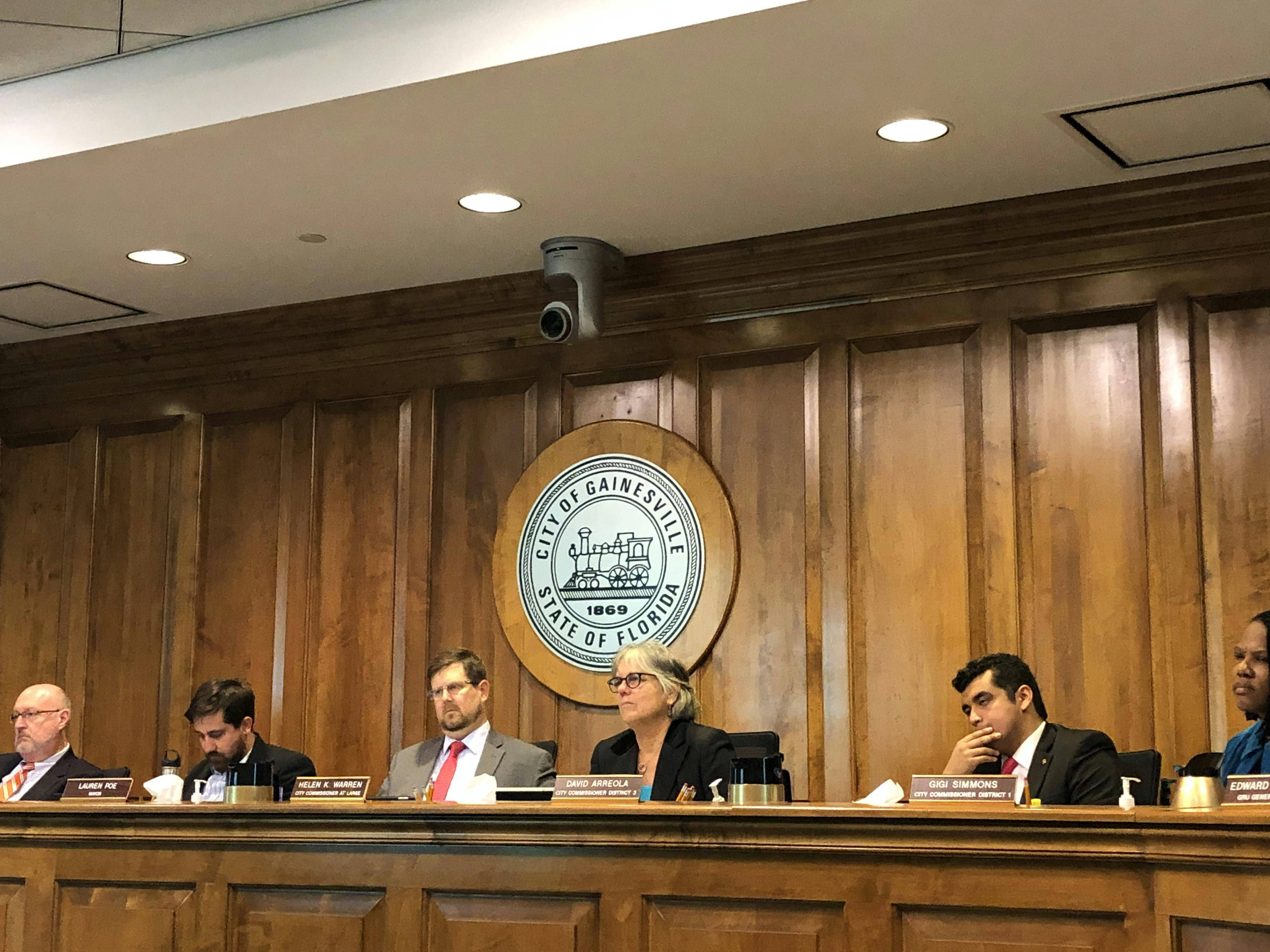 The Gainesville City Commission discusses the appointment of Deborah Bowie as interim city manager Thursday. Kelly Hayes / Alligator Staff