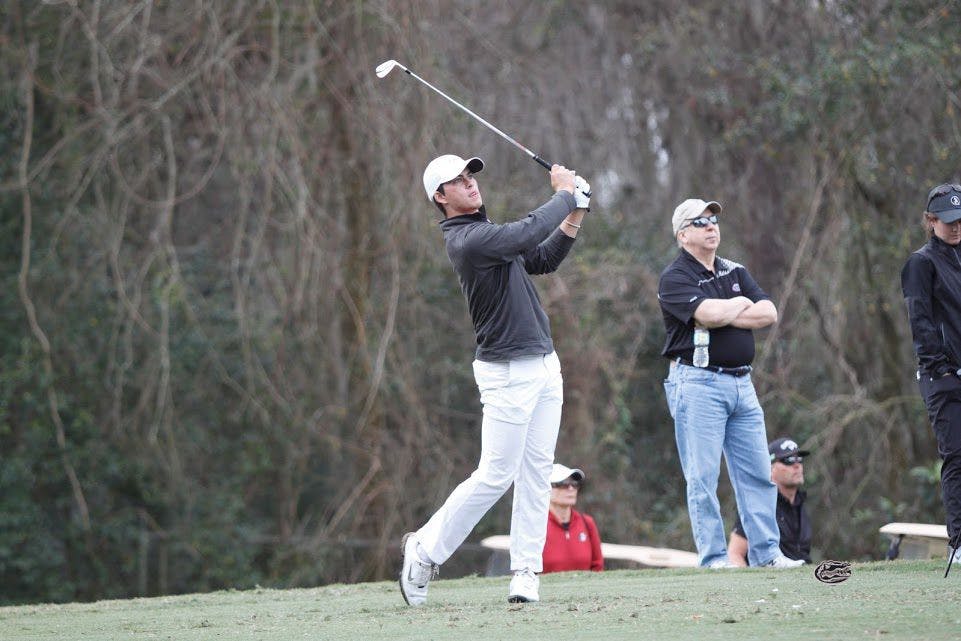 UF's Gordon Neale hits a shot during the SunTrust Gator Invitational on Feb. 18, 2017, at the Mark Bostic Golf Course.&nbsp;