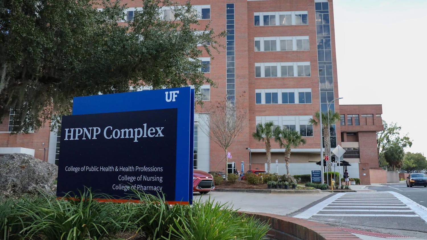 The Health Professions, Nursing, and Pharmacy building sits at 1225 Center Drive, Monday, March 9, 2026, in Gainesville, Fla.