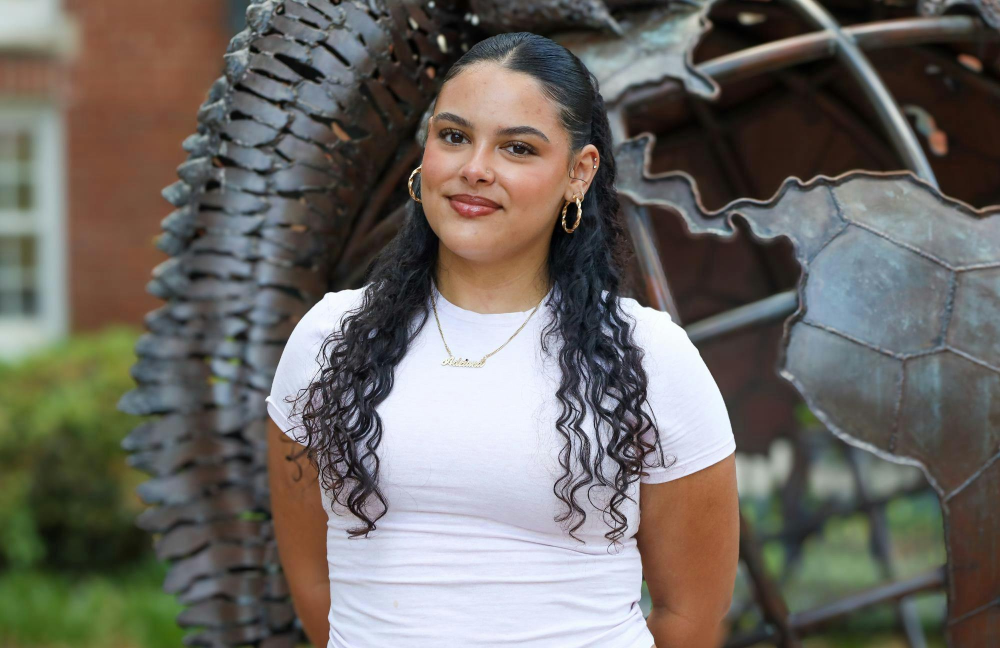 UF Student Adriana Lima poses outside the Global Gator, Thursday, April 2, 2026, in Gainesville, Fla.