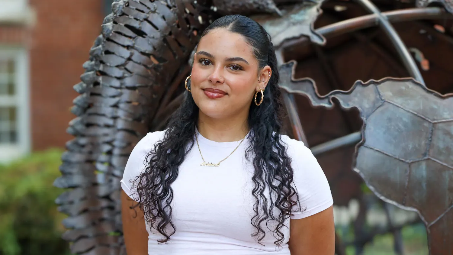 UF Student Adriana Lima poses outside the Global Gator, Thursday, April 2, 2026, in Gainesville, Fla.