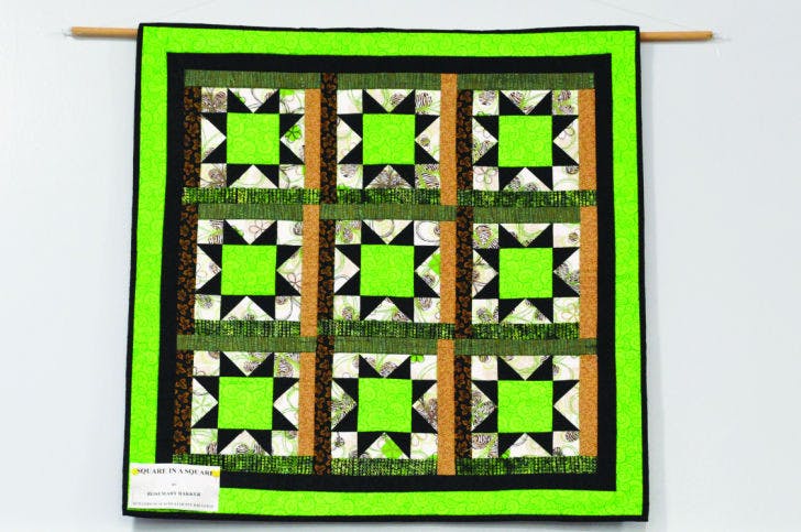 A quilt hangs on the wall of the Gainesville Tower Road Library, 3020 SW 75th St. It is part of the Quilters of Alachua County Day Guild’s library display that celebrates National Quilting Month.