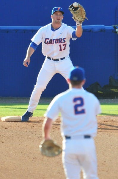 Freshmen Taylor Gushue (17) and Casey Turgeon (2) each hit solo home runs in Florida’s 8-2 win against Vanderbilt on Sunday.