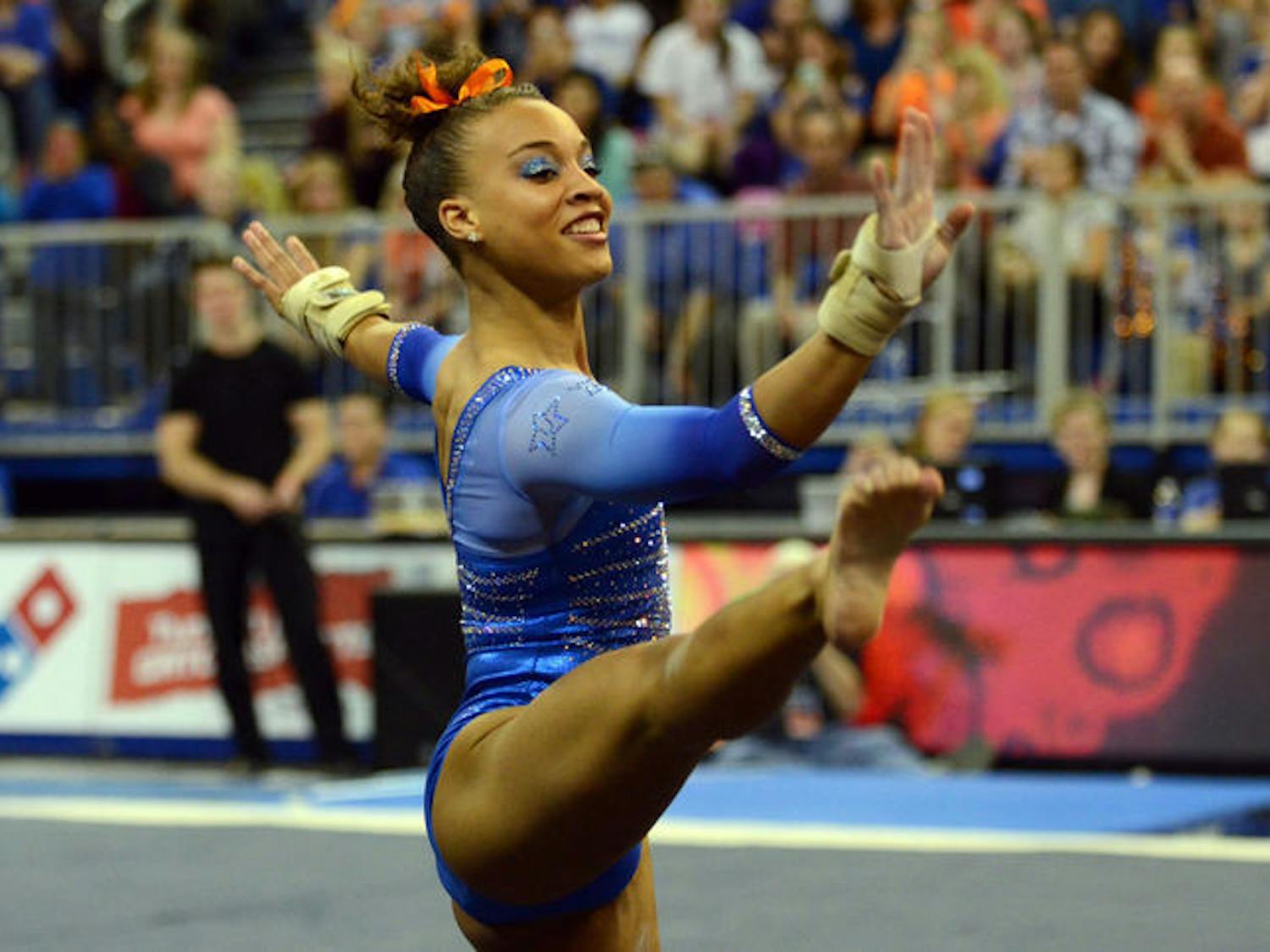 Kytra Hunter performs her floor exercise during Florida's 197.60-196.950 win against Georgia on Jan. 30 in the O'Connell Center. Hunter was named the 2015 Honda Sports Award&nbsp;recipient&nbsp;for gymnastics on Friday.