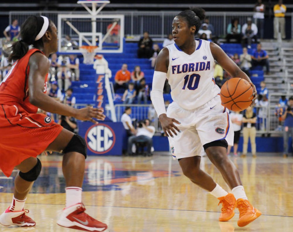 <p>Jaterra Bonds looks for an opening during Florida’s 68-62 loss against Georgia on Jan. 19 in the O’Connell Center.&nbsp;</p>