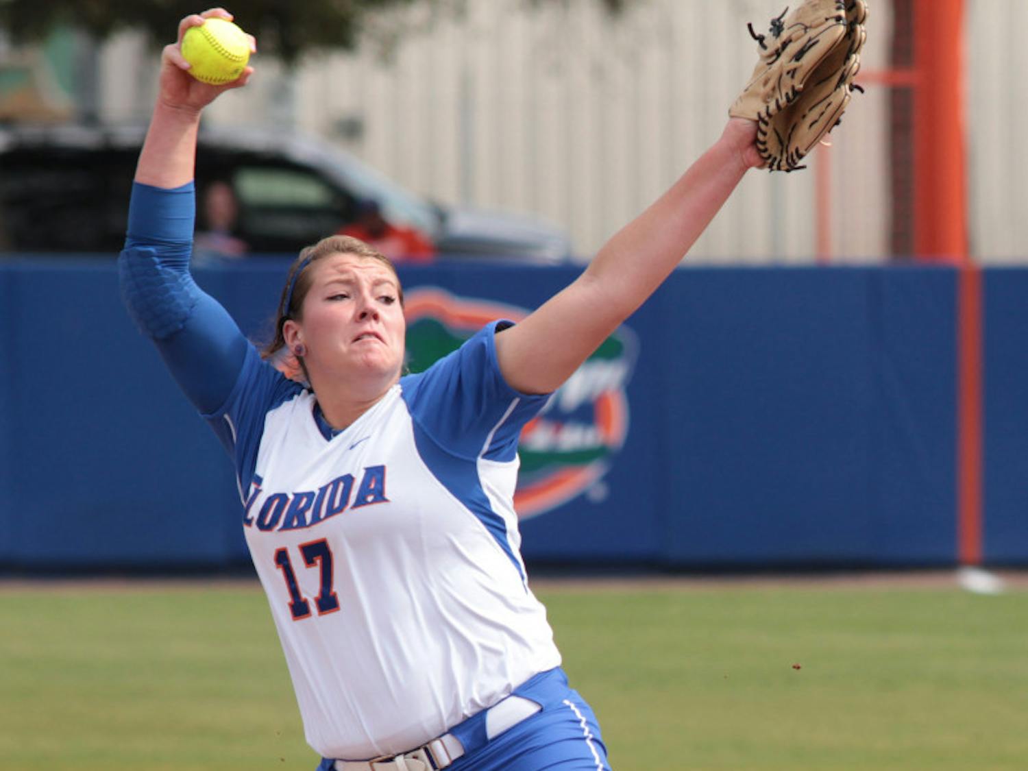Gators sophomore Lauren Haeger pitches during a game last season. The sophomore helped Florida beat No. 1 Alabama 8-4 on Wednesday.