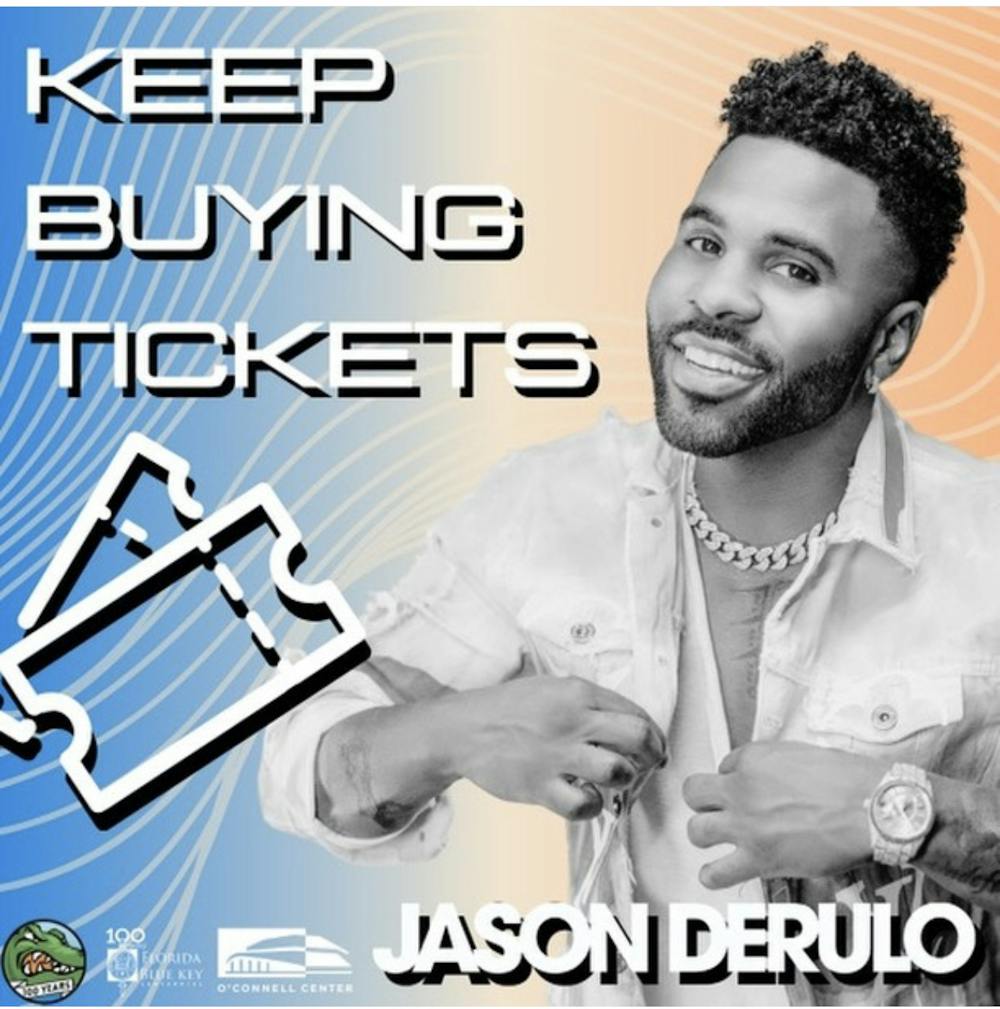 The poster from UF Homecoming Gator Growl announcing that Jason Derulo will be coming to UF.