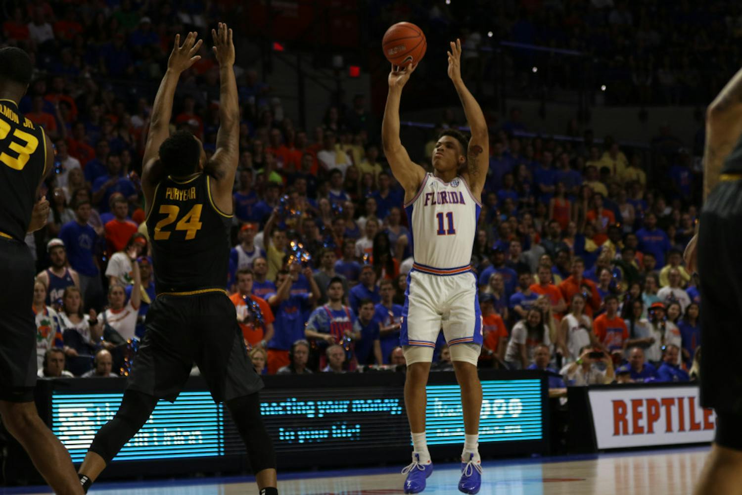 Florida forward Keyontae Johnson scored 13 points on 4-of-8 shooting in UF's 64-60 win over Missouri on Saturday at the O'Connell Center. 