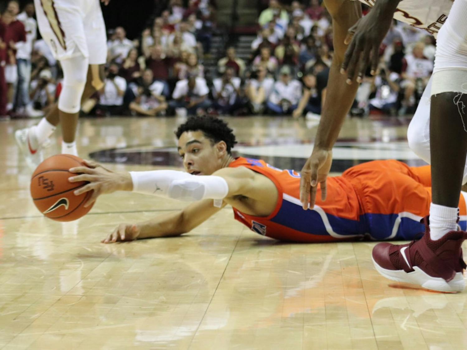 Guard Andrew Nembhard went 4-for-8 from the field with 12 points and four assists in 34 minutes against FSU.