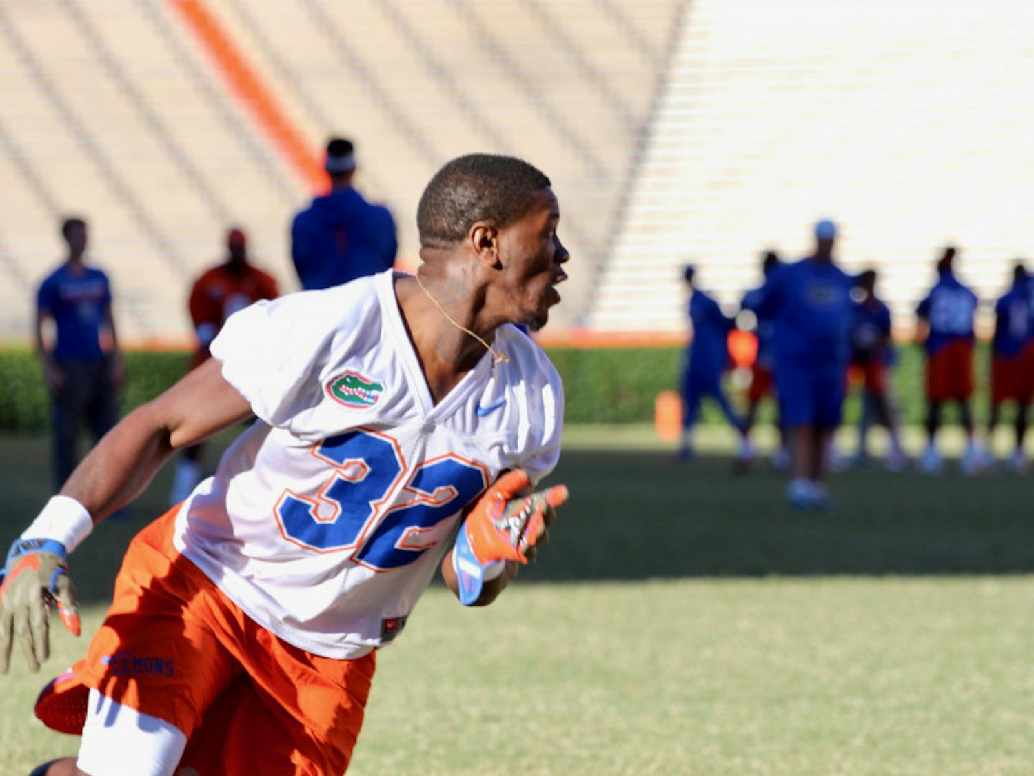 Sophomore running back Adarius Lemons was one of several players subjected to a heavy workload during Florida's practice on Tuesday.