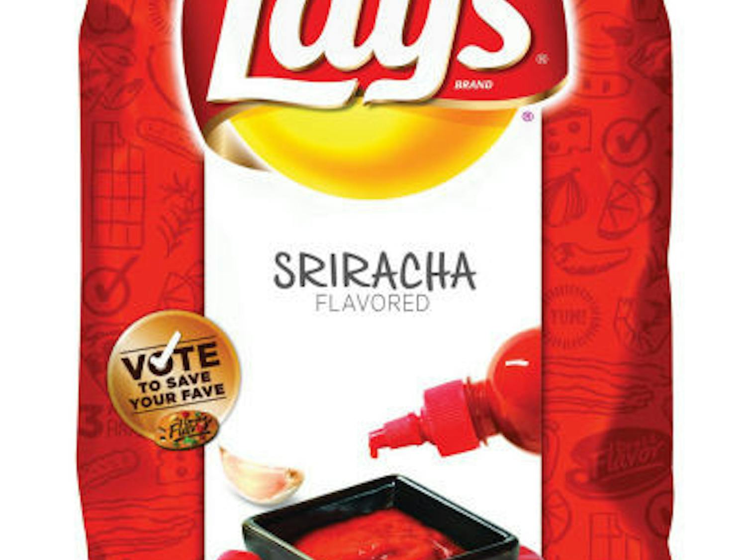 This product photo provided by Lay's shows a bag of their Thai-inspired Sriracha flavored potato chips. The new flavor, along with two others - Cheesy Garlic Bread and Chicken &amp; Waffles - will be sold at retailers nationwide starting in mid-February 2013. After trying them, fans have until May to vote for their favorite. The flavor with the most votes in May will stay on store shelves. The other two will be discontinued. (AP Photo/Lay's)