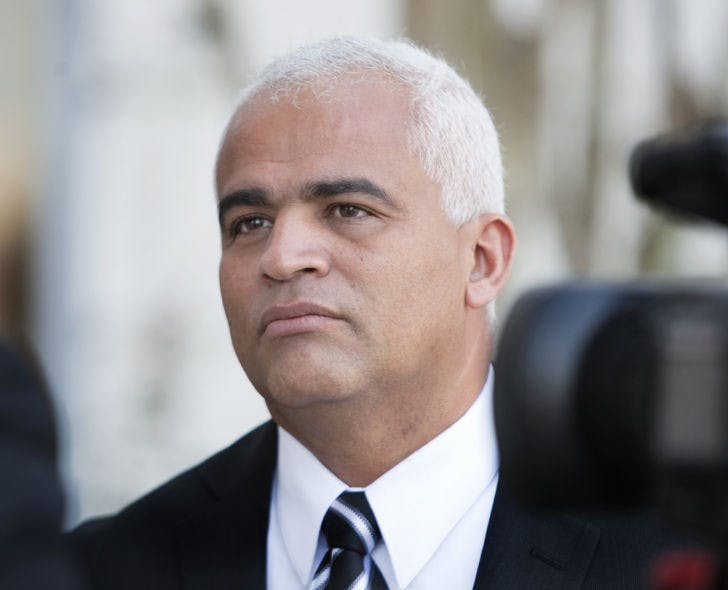 Carlos Aguilar, father of slain UF student Christian Aguilar, speaks to reporters outside of the Alachua County Courthouse Tuesday afternoon after the case management hearing of Pedro Bravo, who is accused of Christian Aguilar’s kidnapping and murder.