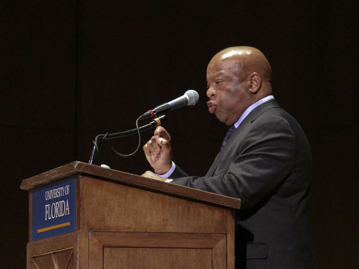 Civil rights activist and U.S. Representative John Lewis (D-Ga) speaks in the University Auditorium to celebrate the 50th Anniversary of the Voting Rights Act on Oct. 16, 2015. "Voting is the most sacred tool of nonviolence, and it must be used," he said.